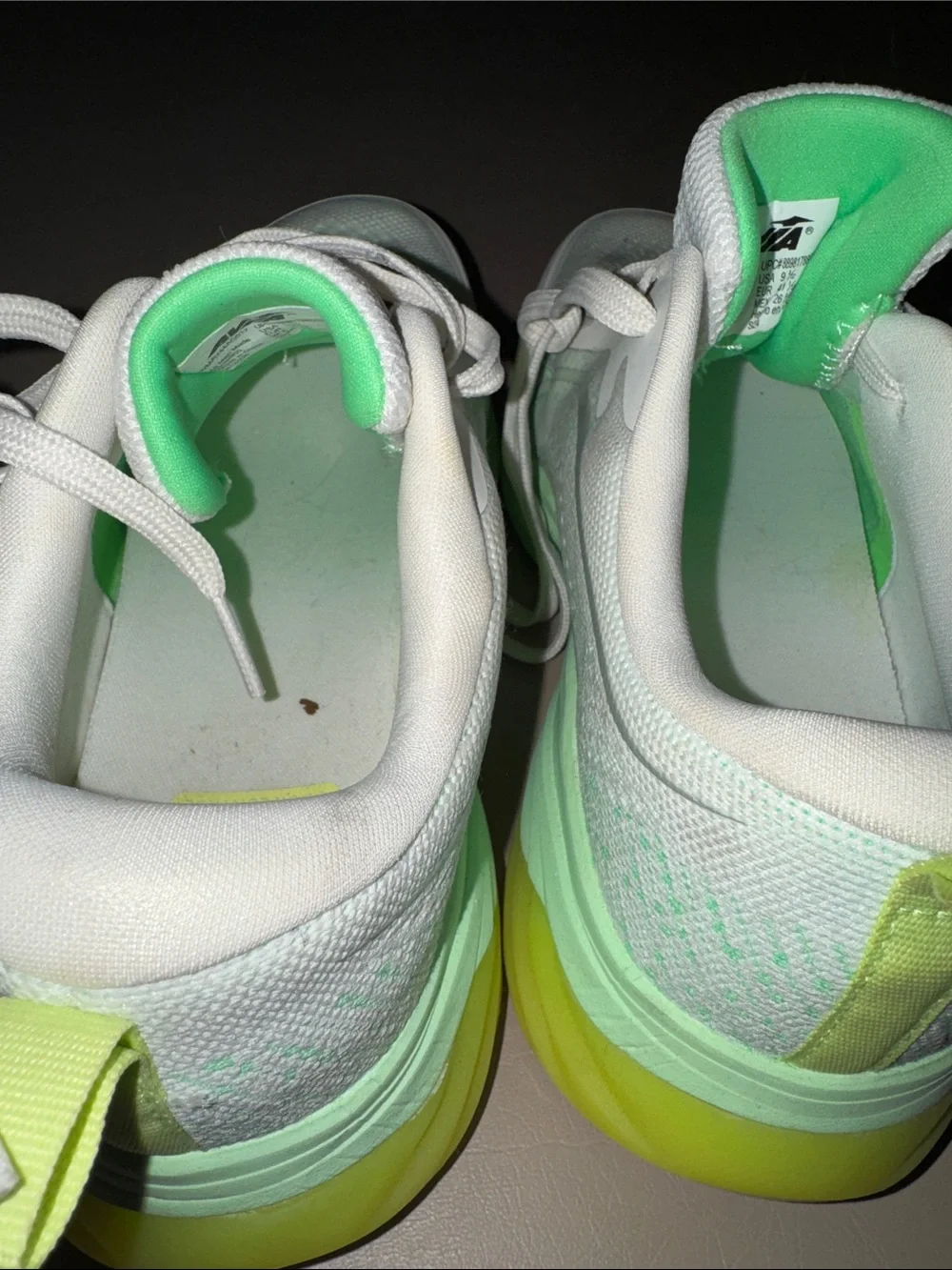 Avia Women's Mint Green and White Lace-Up Sneakers with Yellow Toe Accent - Picture 6 of 7